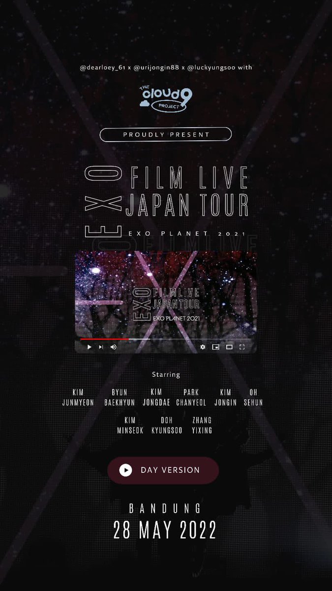 fianaLy's tweet photo. Calling Out EXOL Banduuuung..

✨ Nonton Bareng EXO Film Live Japan Tour ✨

📍Bandung
📆 28 May 2022
⏰ 1pm til drop
💰 IDR 120rb (ticket, snack and drink, freebies)

More info : via DM

#exo #exoevent #exokonser #exojapankonser #exol #erina #exolbandung #japanfilmlivenobar https://t.co/WVnZifMwiH