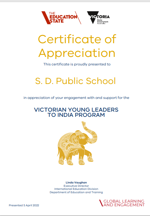 prsdps2021's tweet photo. #SDpians Achievements 2022-23 under the able guidance and support by our honourable Principal Madam Dr. Meenakshi Gupta.
#VYL (Victorian Young Leaders To India Program)
#Aptence Program
@PMOIndia @EduMinOfIndia @cbseindia29 @MarcelaLapertosa @Francesbaxter13 @AcademyVIC https://t.co/93bgazUqYb