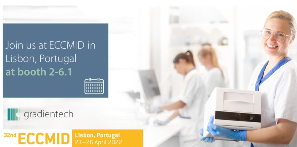 Gradientech's tweet image. #Gradientech will exhibit at world-leading #InfectiousDiseases congress #ECCMID2022 in Lisbon, Portugal! Come by our booth 2-6.1 to meet us in person and learn more about how #QuickMIC is revolutionizing #rapidAST.
#precisionmedicine  #ClinicalMicrobiology