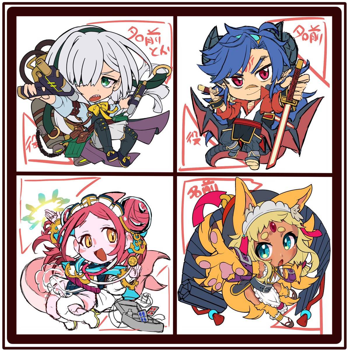 自作シール進捗です
アナスタシアちゃんとジャン君には人外になってもらいました

#ひめしろキャンバス
#自作シール 