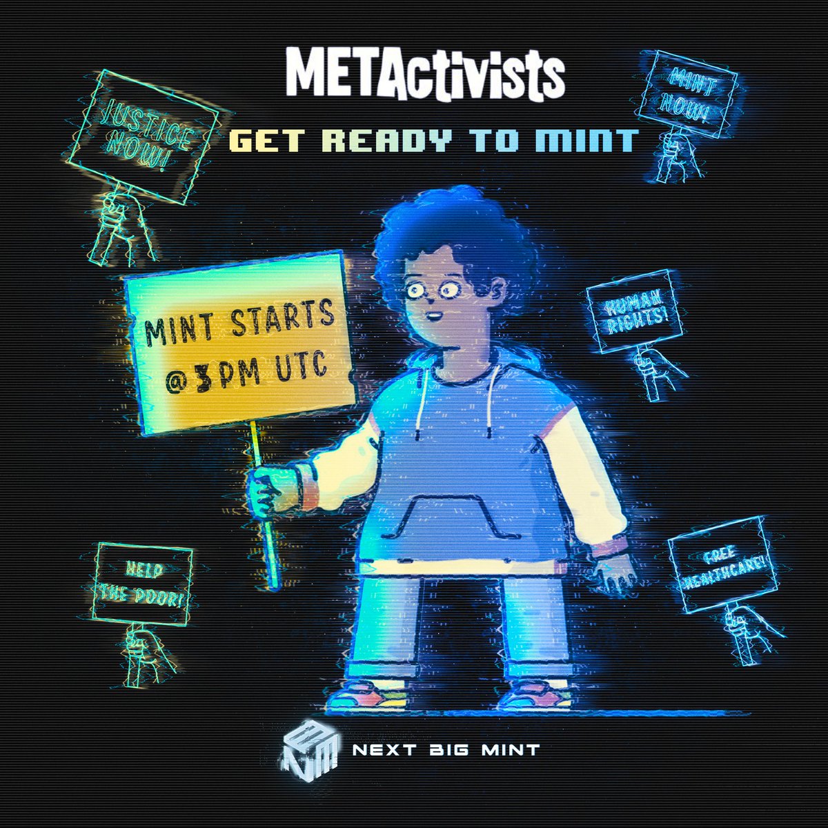 Hey guys! <a href="/METActivistsnft/">METActivists</a> #MINT starts in 3PM UTC TODAY! 🚨

789 Legendary unique #NFT protestors fighting for their rights! #Ethereum #blockchain

Get your exclusive #NFTCollection today! 

🌐metactivists.io
Discord: t.ly/DJBk

#NFTs #METActivists