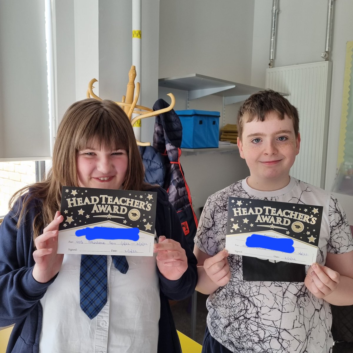 elsi128's tweet photo. Well done to these @PrimaryOrchard school pupils who received a HT's certificate today for 100% attendance throughout the month of March. https://t.co/iIgq9pISZI