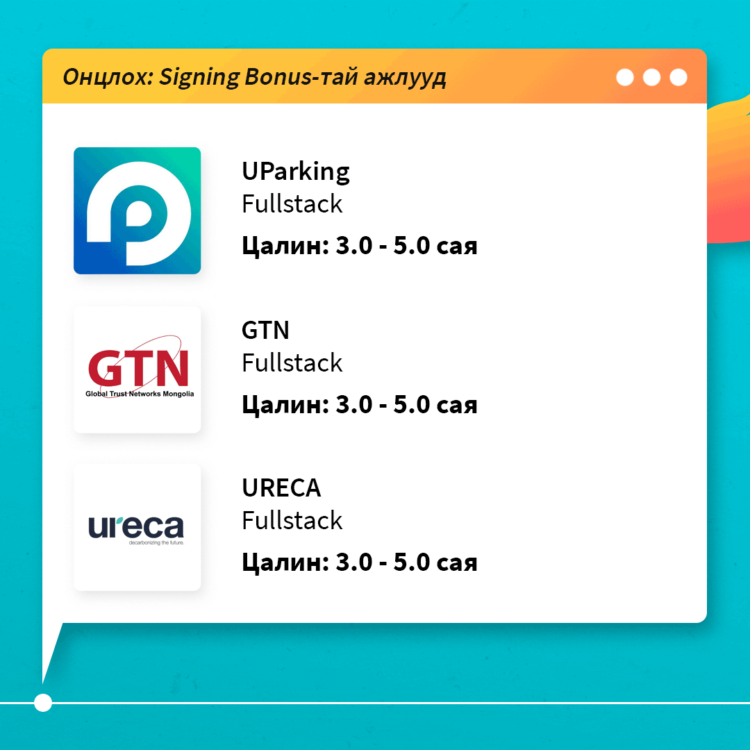 nitoapp's tweet photo. 🟡 Weekly Hot🔥
Энэ 7 хоногийн Weekly Hot-оор хамгийн ӨНДӨР цалинтай ажлуудыг танилцуулж байна. Хийж чадвал хүссэн цалингаа авах боломжтой дараах ажлуудтай танилцаарай. Тэр ч болоогүй бүр SIGNING BONUS-тай ажлын саналууд хүртэл байгаа шүү. https://t.co/SAk87BRvWK #weeklyhot https://t.co/4nultjlHw2