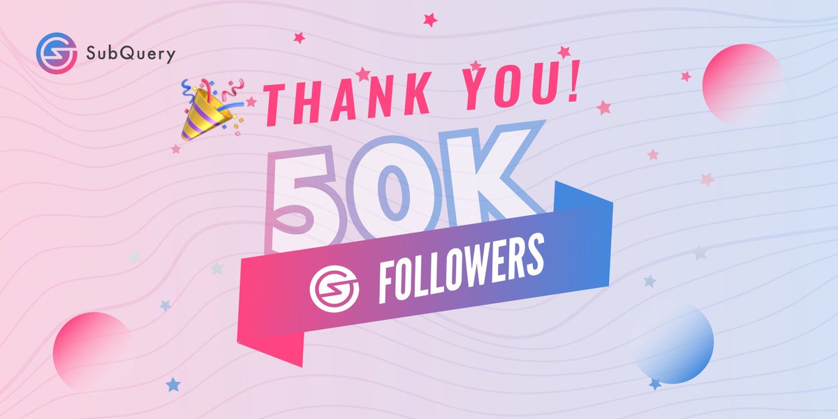 SubQueryNetwork's tweet image. 🥳 50K Thank You Competition!🔥   

We recently crossed 50K followers &amp;amp; to celebrate we are giving 50 people $25 worth of SQT tokens!

Enter Here 👉 gleam.io/NCL1c/subquery… 👈

Join us as we build the #nextfrontier of data indexing
 
🧵 A look-back thread on our Community 👇