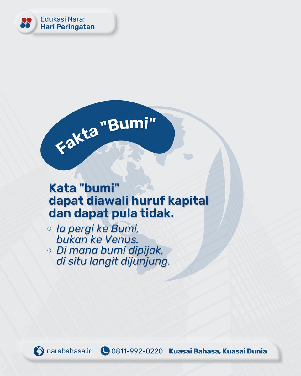 Selamat Hari Bumi! Apa harapan Kerabat Nara untuk bumi kita tercinta? #informasinara #haribumi #narabahasa