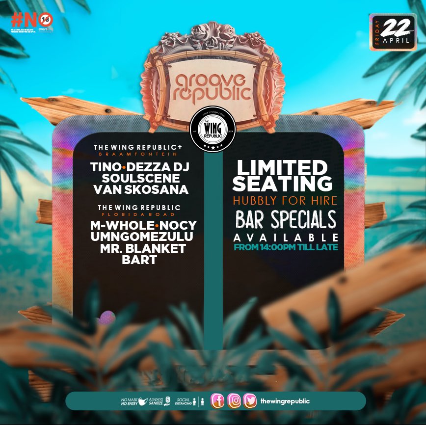 djtino_'s tweet image. Weekend Moves 🎶

•GrooveRepublic at @thewingrepublic Braam
•Sundowner Sundays at @RooftopBBQ_ Fergusons Sandton. . . 
#GoodMuzicInc #GrooveGuide