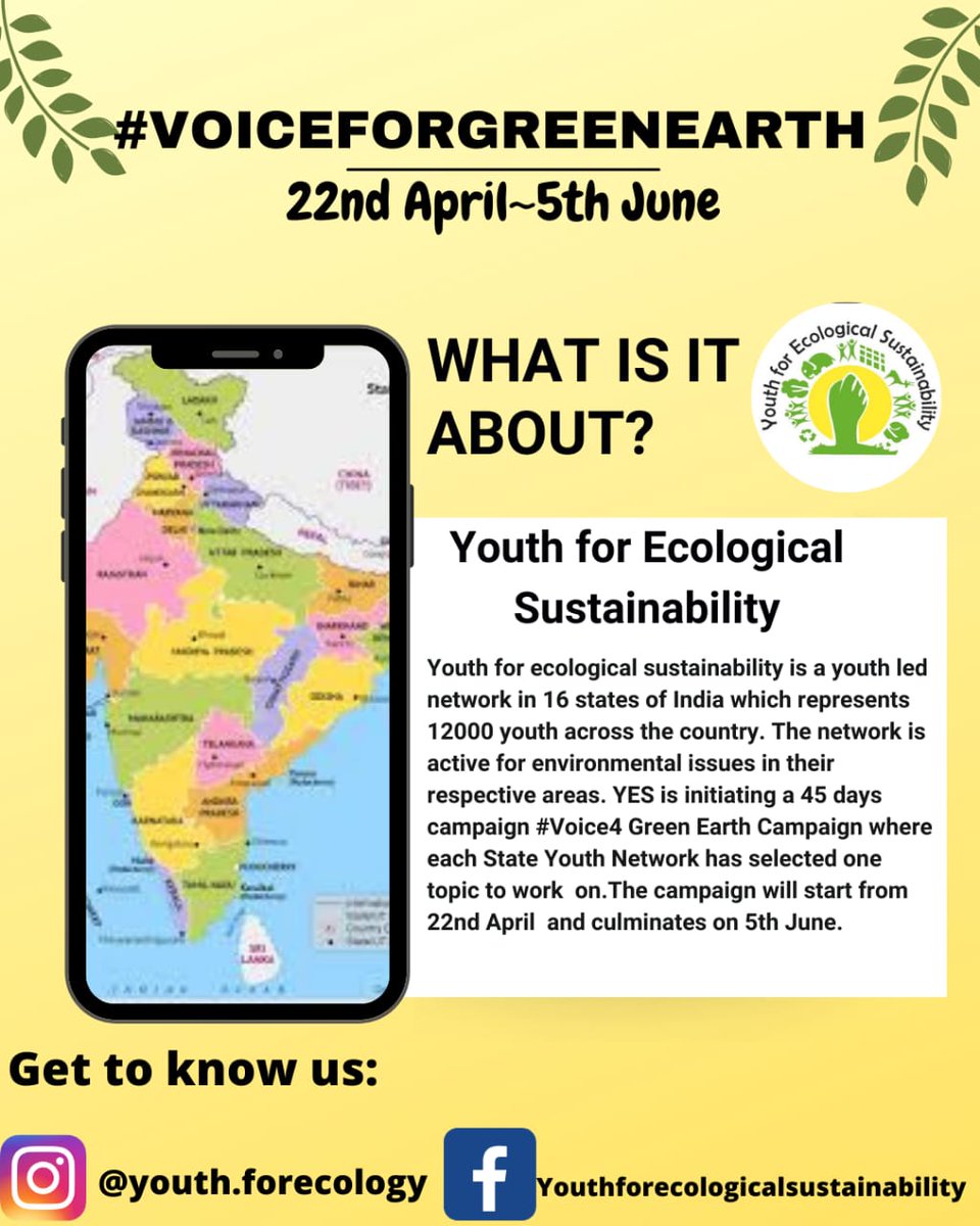 for_ecological's tweet photo. Campaign VOICE FOR GREEN EARTH is 45 days campaign initiates from 22nd April (Earth Day) and culminates on 5th of June (World Environment day). The campaign marked it's beginning in 2021 where youth from 16 different states. #youthforecologicalsustainability #voiceforgreenearth https://t.co/hvHfeOwTTL