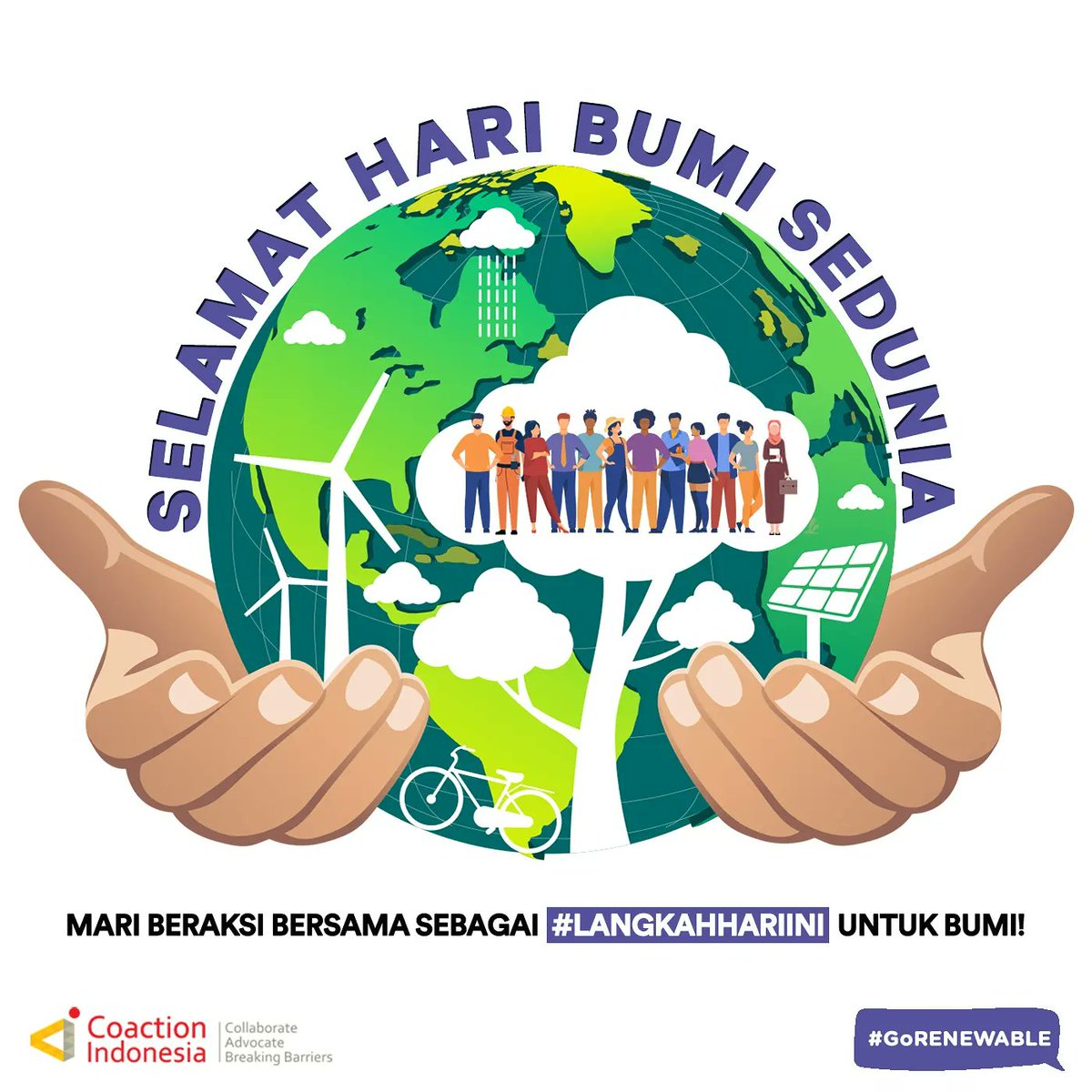 coactionid's tweet photo. Selamat Hari Bumi 2022! Yuk jangan tunggu nanti, mari kita menjaga bumi kita dengan baik untuk masa depan yang indah, dimulai dengan #LangkahHariIni
🌍Our planet is our life. So invest in our planet!
#NgertiIklim #UntukmuBumiku #TeamUpForImpact #GoRENEWABLE #GoGREENJOBS https://t.co/AEkxnhfopK