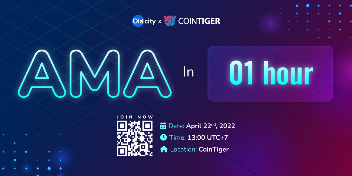 OlaCityOfficial's tweet photo. ONLY 1 HOURS left! #OLAToken AMA will officially take place.

⏰13:00 (UTC +7) on April 22, 2022.
💰Reward: Airdrop 1,992,100 OLA for 250 lucky members.
 
🌟More information: https://t.co/mPBFtrV5W9 https://t.co/d8lYr9mJau