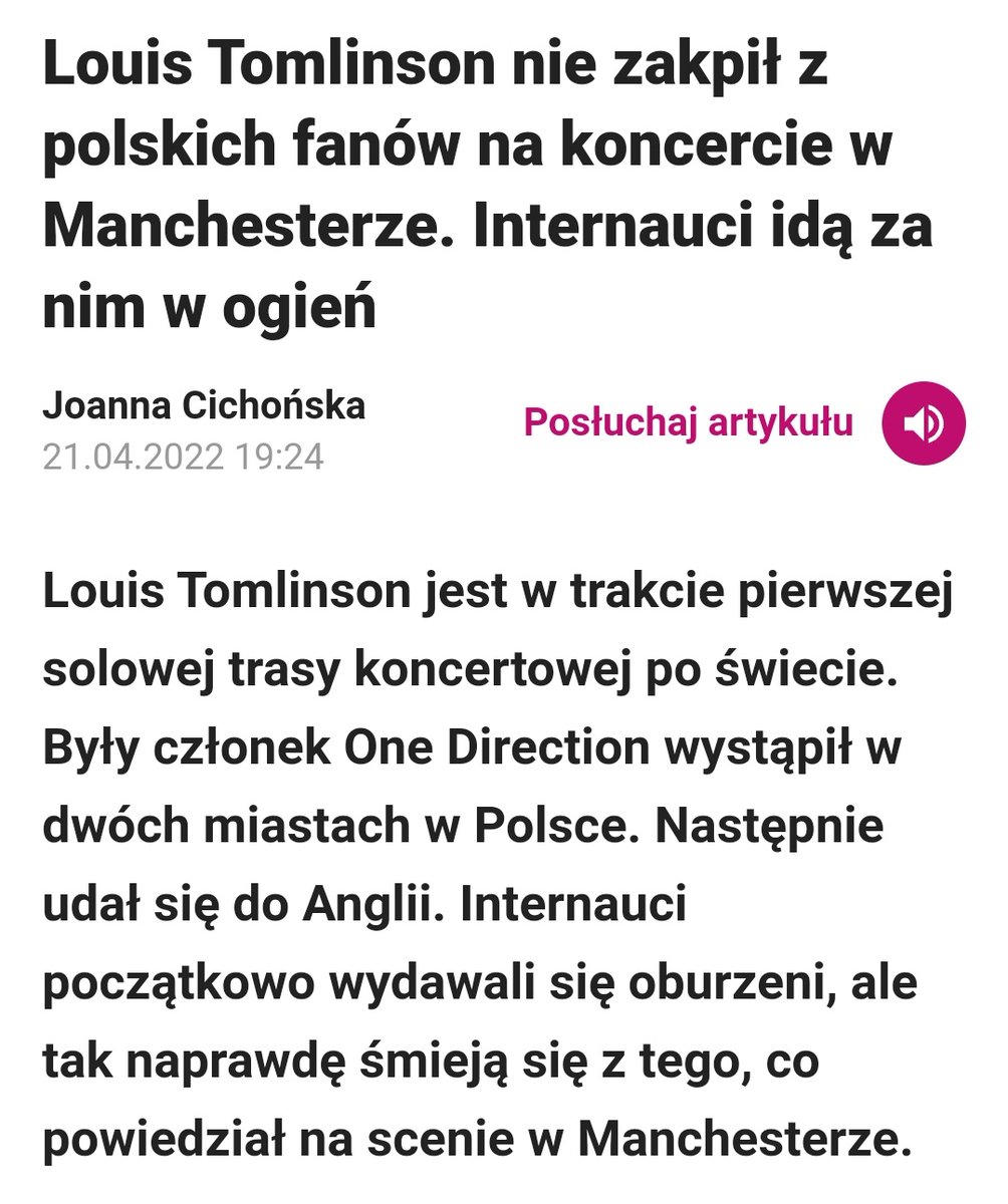 LTUpdatesPL's tweet photo. Kolejny artykuł o Lou i polskich fanach z tego samego portalu https://t.co/PqQojXhSIx