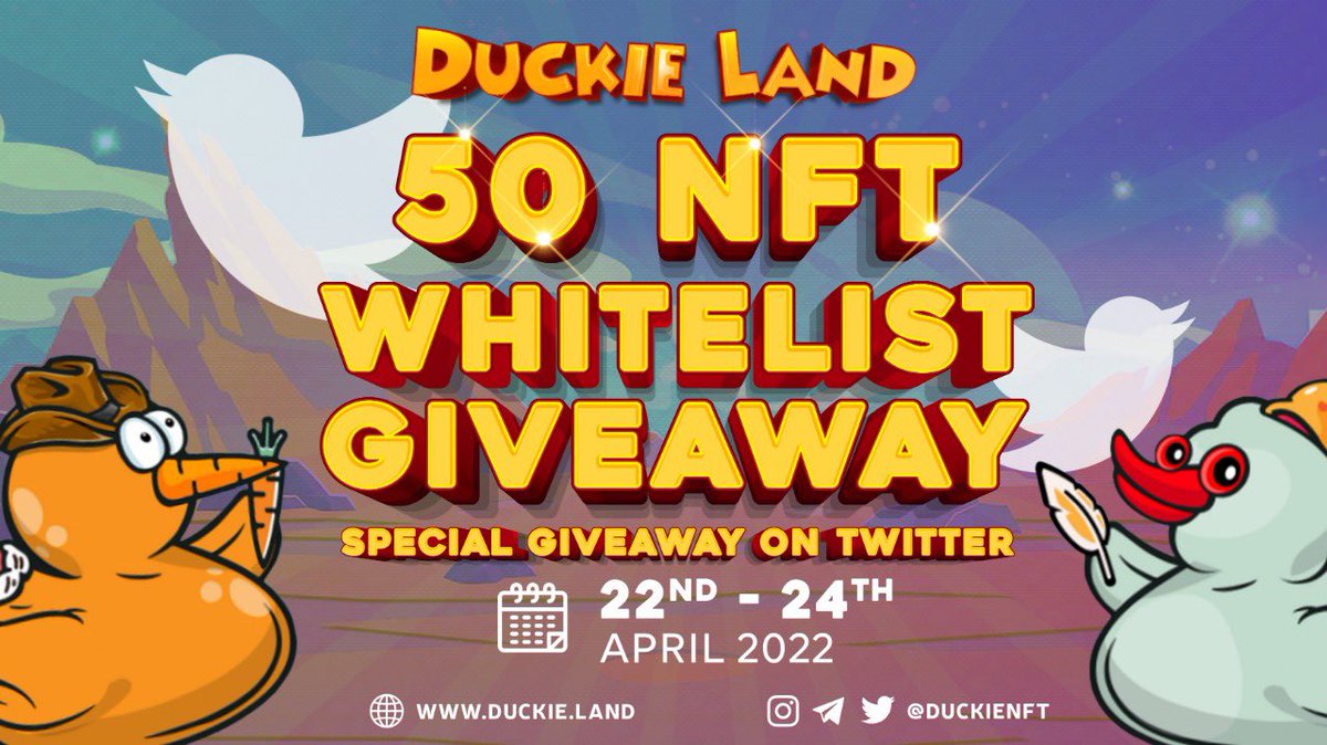WHO'S EXCITED FOR GIVEAWAY PART 2? 👀

RULES 
1️⃣ Follow twitter <a href="/duckienft/">Duckie Land</a>
2️⃣ Like &amp; retweet this post (Retweet our other posts for extra entry)
3️⃣Tag up to 3 friends (Tag more for extra entry)

Don't miss it! 🐣

#mmeta #duckieland #Whitelist #NFT