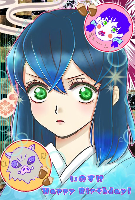 りすこさんがTwitterに投稿した嘴平伊之助(鬼滅の刃)のイラスト。