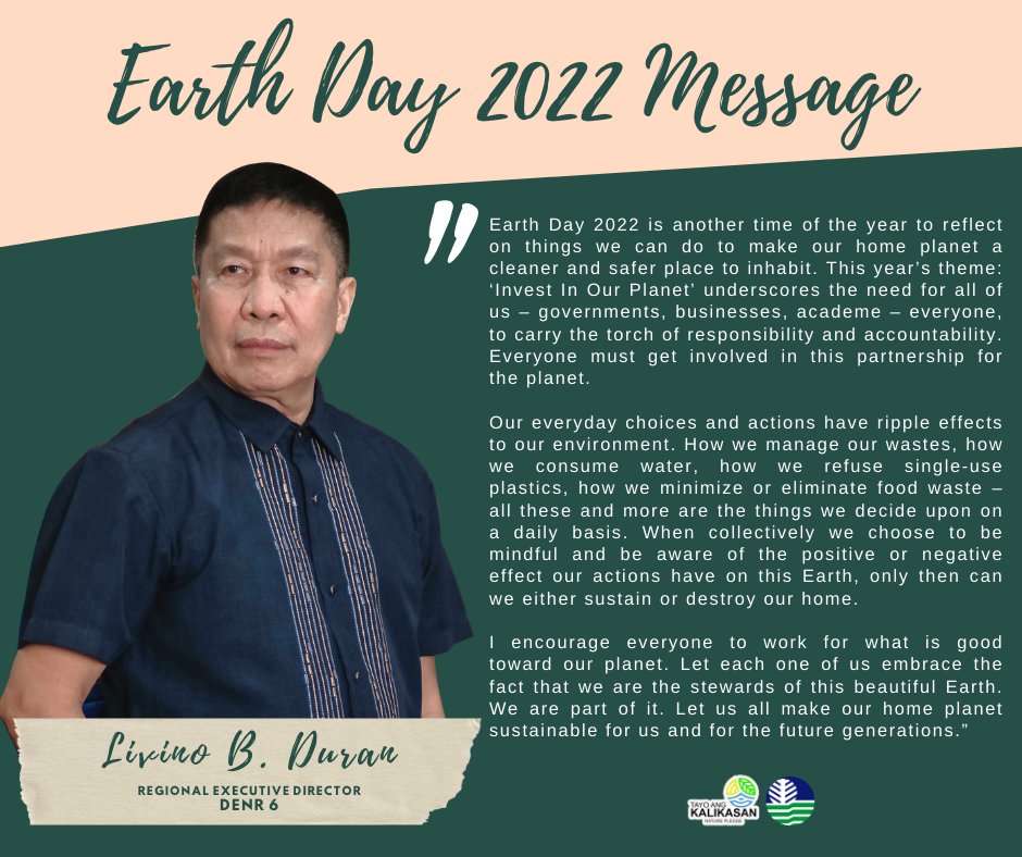 DenrVisayas's tweet photo. #EarthDay2022
#InvestInOurPlanet
#DENR6 https://t.co/Udrm87Pr2Z