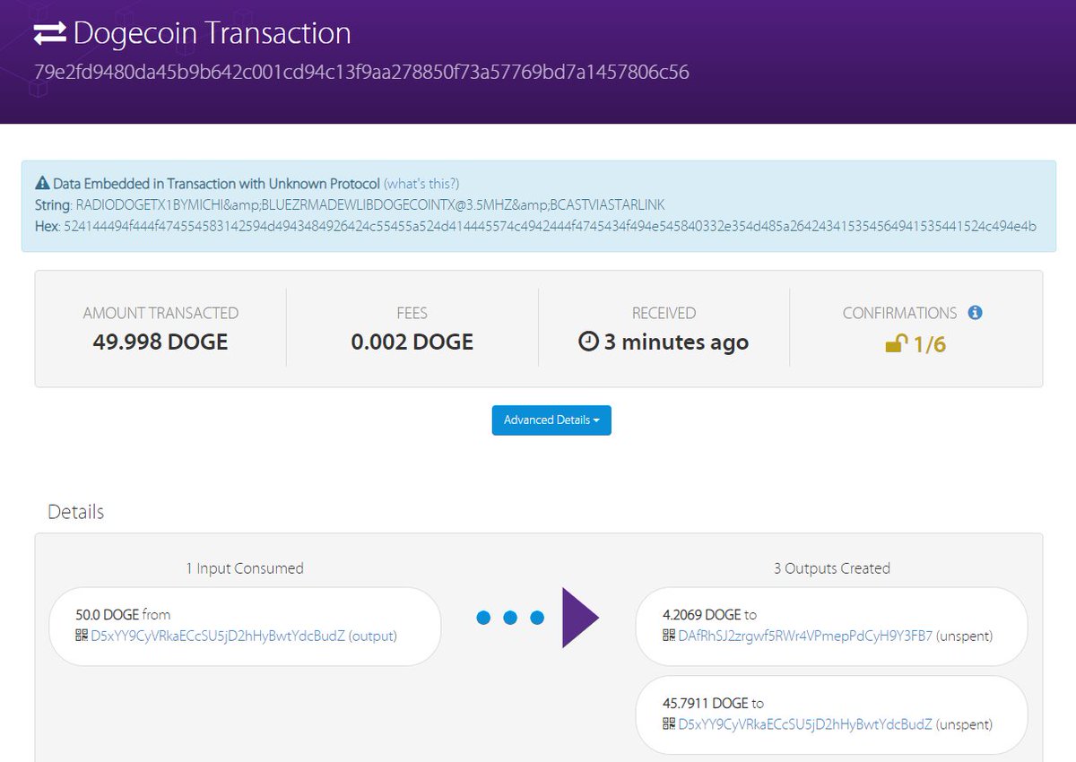 I just listened to history being made! from 810 miles @KBluezr and I  listened to @michilumin send the first Radio Doge txn, formed with  libdogecoin, transmit over HF to her Starlink node