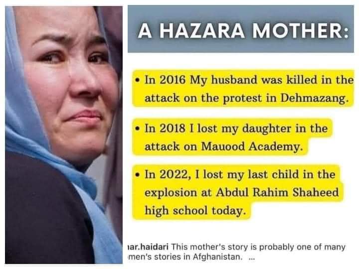 EzatAhmadi15's tweet photo. Hazaras have suffered of discrimination and prejudiced for decades and centuries.
#StopHazaraGenocide https://t.co/wrexofJdSc