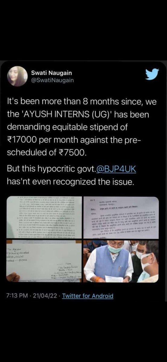 asthamishra345's tweet photo. Uttrakhand is considered as birth place of ayurveda and here only we are facing discrimination towards
 ayurveda ..our rights are only limited to assurance or any action will be  taken against this injustice ..😡one proffesion one stipend ..@BJP4India @narendramodi  @moayush https://t.co/M1SLJzCAnG