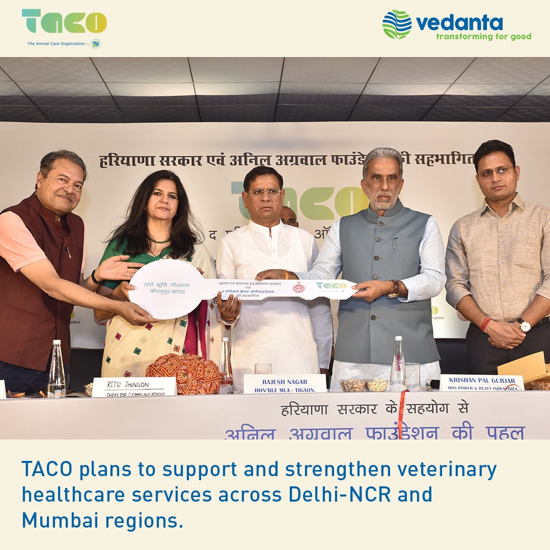 theanimalcareo1's tweet photo. The @AnilAgarwalF today launched an animal welfare project, TACO - The Animal Care Organization.
As a step towards transforming animal care ecosystem, TACO is set to build a compassionate India.
.
.
.
#TACO #TransformationForGood https://t.co/99i55Uz7Ew