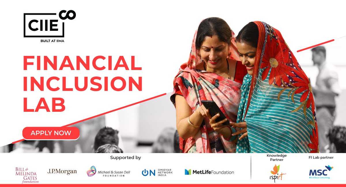 📢 Inviting Applications from #Startups for the 6th Cohort of the Financial Inclusion Lab.

Financial Inclusion Lab is part of the Bharat Inclusion Initiative. 

🤝 Submit your application here: go.ciie.co/3wTybjS