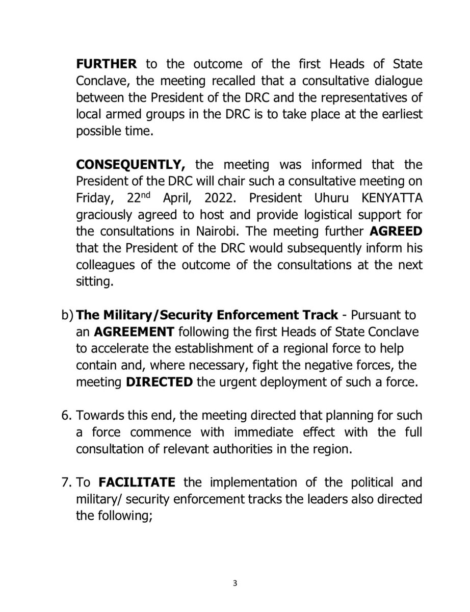 StanysBujakera's tweet photo. #RDC: Tous les groupes armés sont appelés à participer sans condition, au dialogue proposé par Rwanda, Burundi, Kenya, Ouganda avec Kinshasa. A défaut de le faire, ils seront considérés comme des forces négatives manipulées par des pays voisins https://t.co/ypMz3IiCde