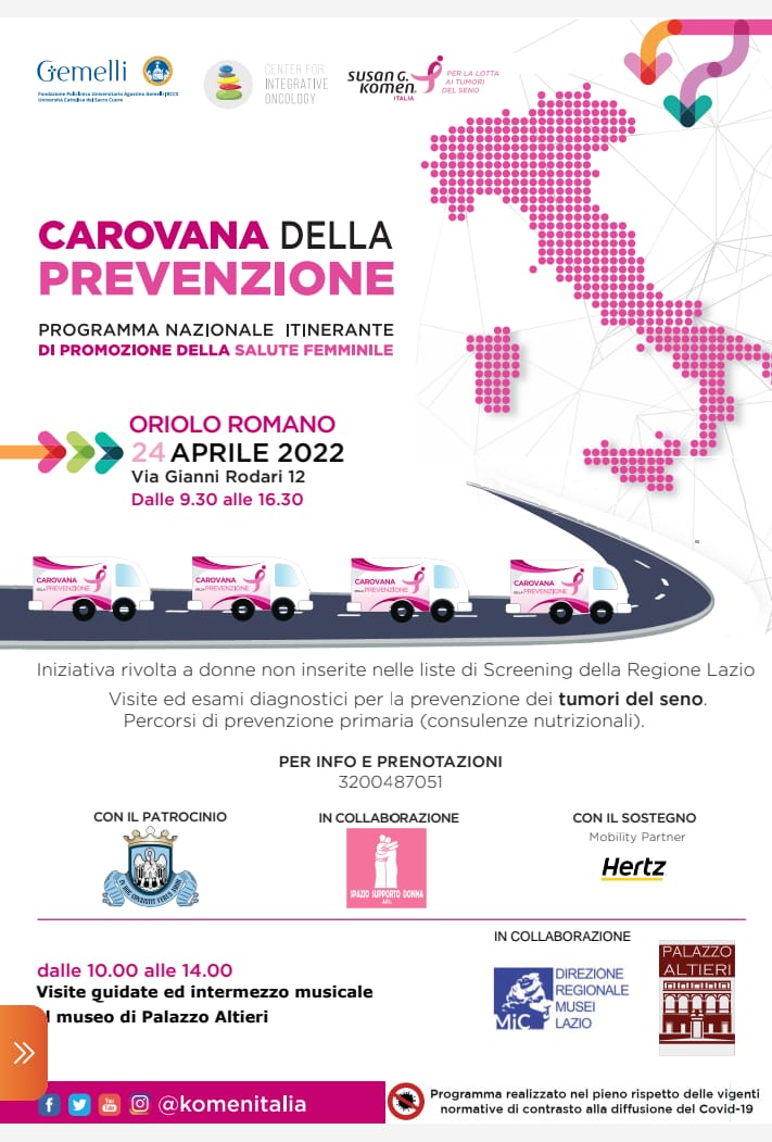 Pront*?
La Carovana della Prevenzione di <a href="/komenitalia/">Komen Italia</a> arriva a Palazzo Altieri
Domenica 24 aprile dalle 10 alle 14 visite guidate e intermezzo musicale
<a href="/museitaliani/">museitaliani</a> 
#direzioneregionalemuseilazio
#Mic