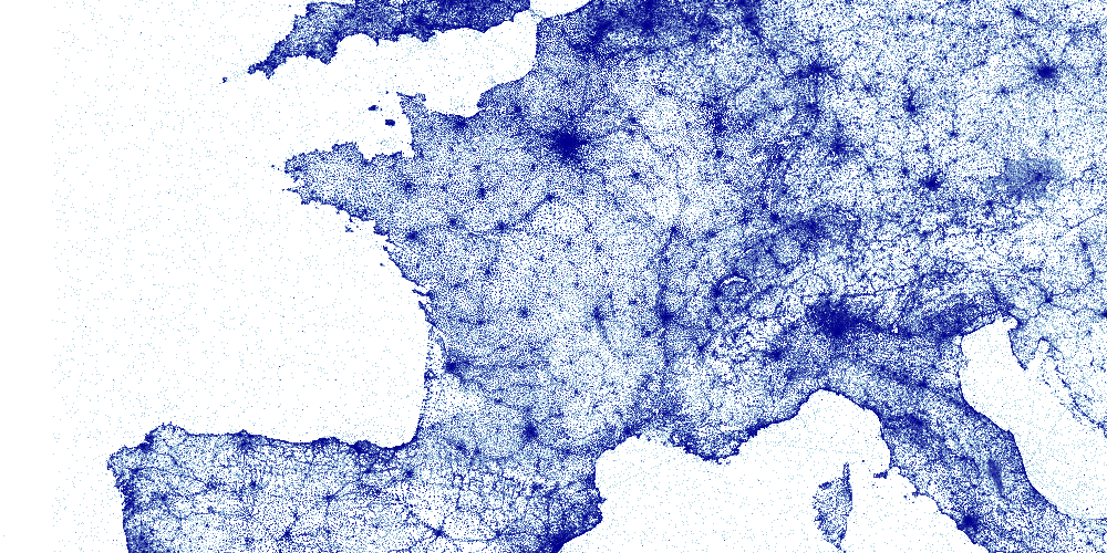 AlexanderDunkel's tweet photo. #Python #visualization of 350 Million geo-coordinates with #parquet (streamed processing) and #datashader.

#jupyterlab #pyviz https://t.co/VJgTlhxHI1 https://t.co/r8jk8MyApz
