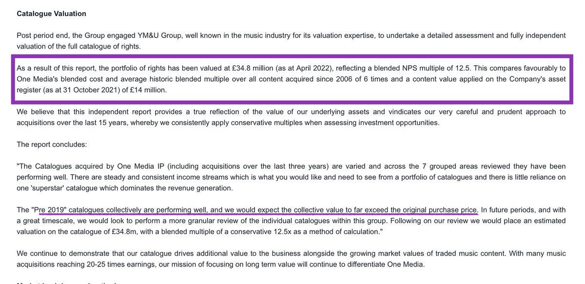 Glasshalfull1's tweet photo. #OMIP ~ FY21 results as per t/s. I considered #OMIP’s rights may be valued at 12* NPS  (per July’21 tweet👇🏻) &amp; delighted independent validation suggests that are worth 12.5* NPS or £34.8m👇🏻

Worth pointing out OMIP has net cash &amp; Mcap only £13.3m …implying upside of c.150% https://t.co/URDwblQdCp