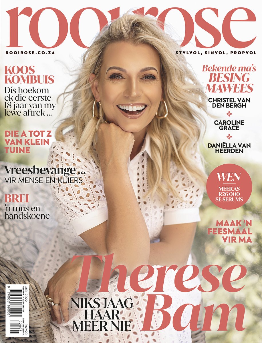 Die Mei uitgawe van rooi rose is hier! Kry jou tydskrif vandag. 
Voorbladster: <a href="/theresebam/">therese bam</a>
Fotograaf: <a href="/WillemBotha/">Willem Botha</a>
Hare en grimering: <a href="/WillemBotha/">Willem Botha</a> 
Stilering: Amy-Lee Steenkamp
