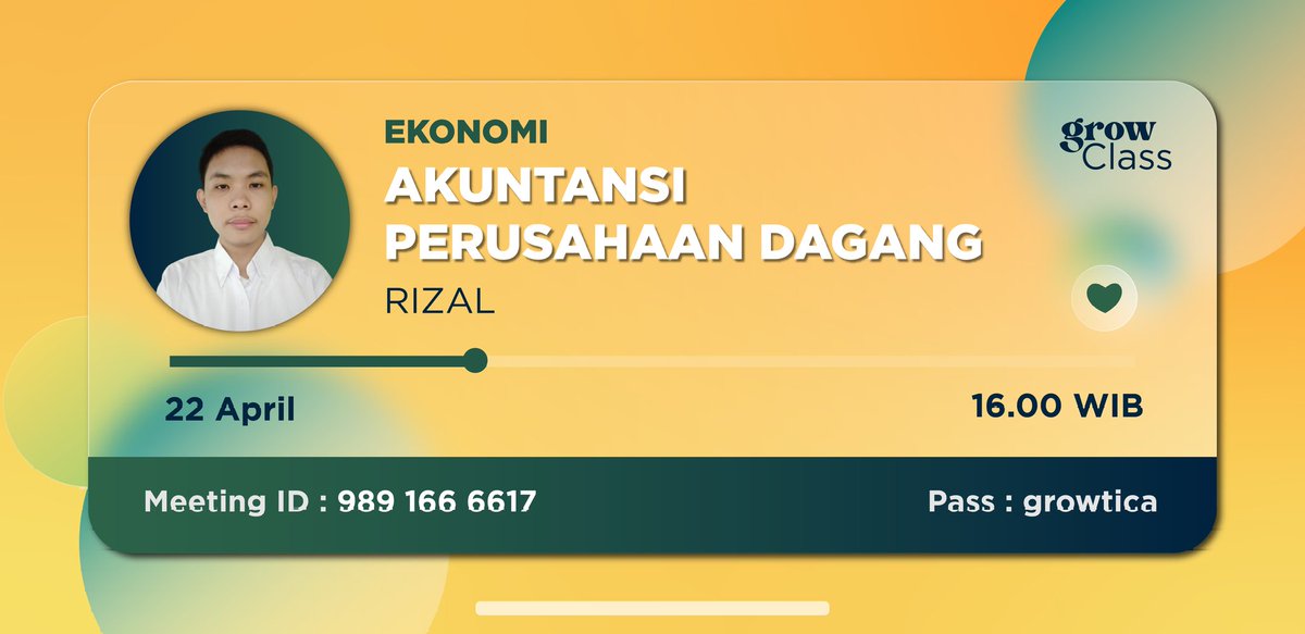 growtica's tweet photo. Udah masuk minggu terakhir di bulan April, belajarnya masih tetep harus semangat dong😁
Untuk nemenin kamu belajar, #GrowClass hadir sore ini bersama Ka Rizal yang akan membahas Akuntansi Perusahaan Dagang di jam 16.00 WIB🤑
Sambil ngabuburit kita belajar cusss😆 https://t.co/cnDtAwBm3R