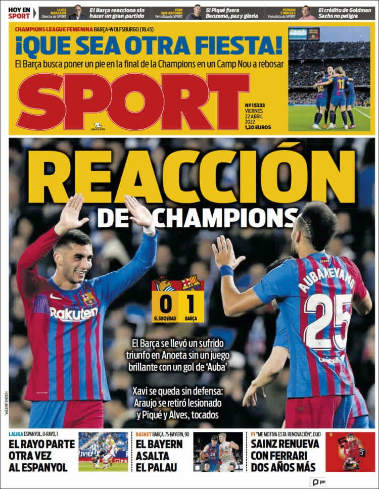 📰 ¡Buenos días! Estas son las #portadas de la #prensa deportiva española 
#Hoy, 22 de abril. #FelizViernes