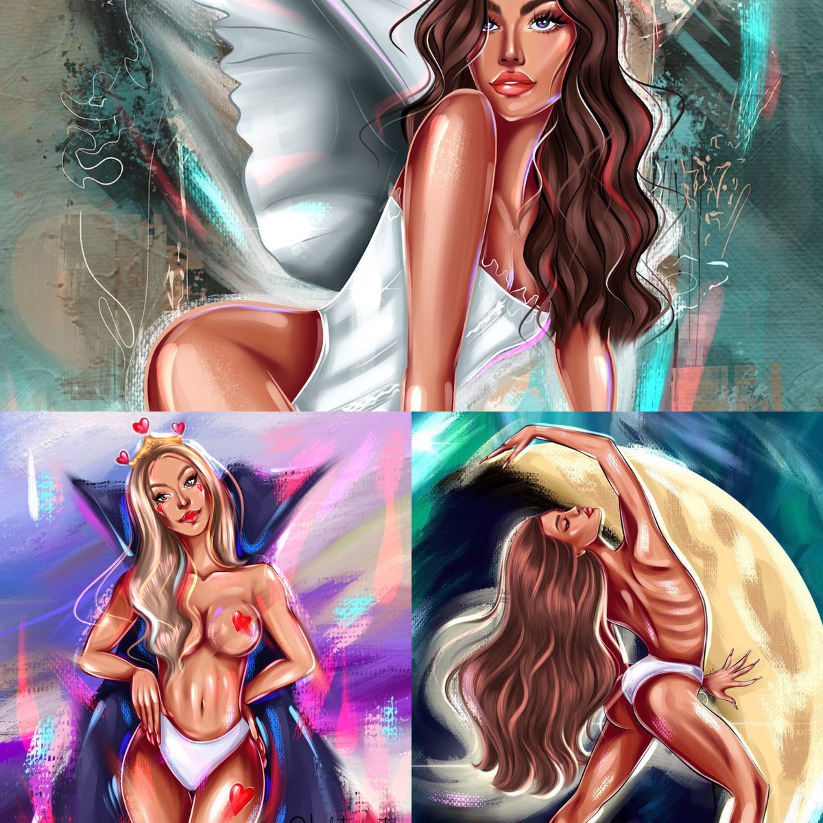 Lilitaart's tweet photo. Hello, Fam!💫
My Queens and princesses in my collection! They are amazing 🔥 Each of them very especial 🤍🤍🤍

Angel babe 
ETH 0.15
https://t.co/CXeQqjlfNb
Queen of hearts 
ETH 0.1
https://t.co/Pb3PazzkDp
Moon babe
ETH 0.15
https://t.co/bWMoQwg6wR https://t.co/cPH0hTkyIV