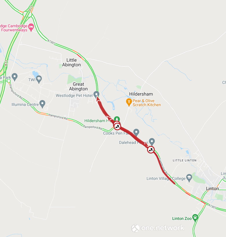 Cambs Travel News on Twitter "⚠️🚦 A1307 Cambridge Road in both