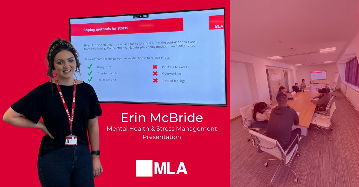 MLA_Ltd's tweet photo. Thanks, @ErinByr45891507, our very own Head of Operations and Mental Health First Aider, who delivered a talk last week on the importance of stress management 😊
#mentalhealthmatters #lookafteryourteam #teammla https://t.co/pmPQi1L334