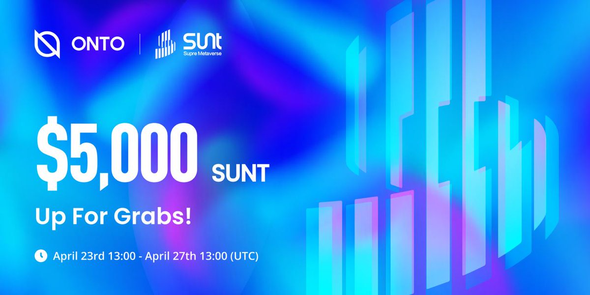 ONTO Wallet - Web3 Gateway (@ontowallet) on Twitter photo #ONTO is hosting a BIG #giveaway with <a href="/SUNT_apostle/">SUNT·DaoFi</a>, a #DAO that uses #decentralized financial technology! 🔥
💰Prize pool: $5,000 worth of $SUNT
📅 Apr 23, 13:00 - Apr 27, 13:00 (UTC)
Complete all tasks in Gleam to win the REWARDS! 🤑
Join us now 👇
gleam.io/LSmww/onto-par… #ONTO is hosting a BIG #giveaway with <a href="/SUNT_apostle/">SUNT·DaoFi</a>, a #DAO that uses #decentralized financial technology! 🔥
💰Prize pool: $5,000 worth of $SUNT
📅 Apr 23, 13:00 - Apr 27, 13:00 (UTC)
Complete all tasks in Gleam to win the REWARDS! 🤑
Join us now 👇
gleam.io/LSmww/onto-par…
