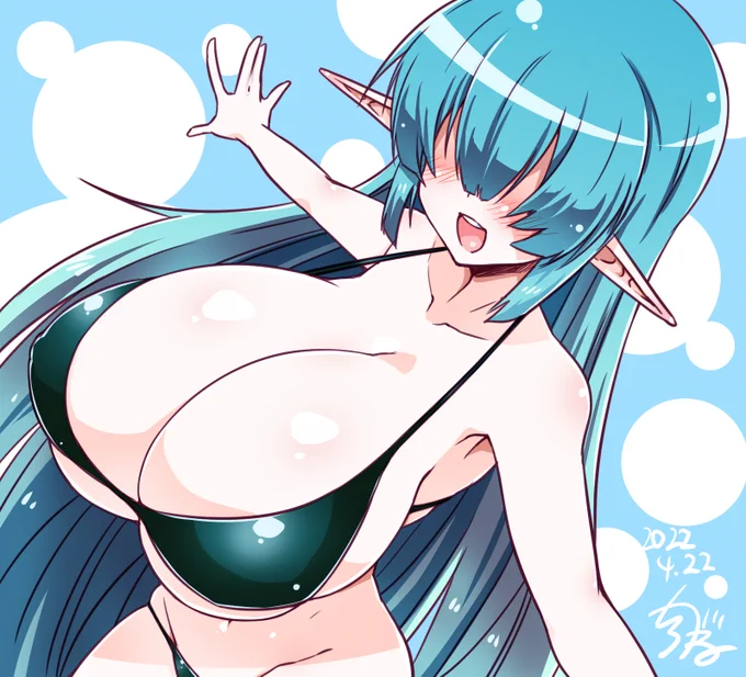 暑くなってきたので水着メカクレちゃん(大盛) 