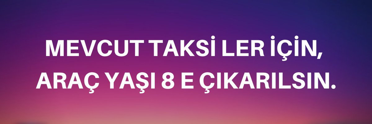 Bu yıl değişmesi gereken 2016 model binlerce Taksi,araç yaşının 8'e çıkarılmasını bekliyor.Araç fiyatları,satın alabileceğimizin çok üstünde. Mevcut araçlarımızı kullanalım.Esnaf mağdur
<a href="/UtkuCihan_/">Dr. Utku Cihan</a>
<a href="/IbbTuhim/">Toplu Ulaşım Hizmetleri Müdürlüğü</a> <a href="/CanAkinCaglar/">Can Akın Çağlar</a> <a href="/CHP_istanbulil/">CHP İstanbul İl Başkanlığı</a> <a href="/UABakanligi/">T.C. Ulaştırma ve Altyapı Bakanlığı</a> <a href="/UAB_IBOLGE/">Ulaştırma ve Altyapı Bakanlığı l.Bölge Müdürlüğü</a> <a href="/akaraismailoglu/">Adil Karaismailoğlu</a>