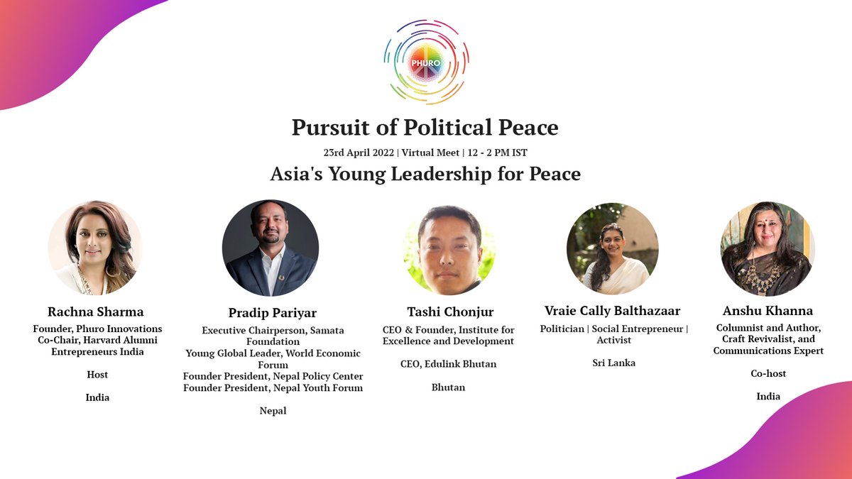 phuroforpeace's tweet photo. Post discussing the situation of #SAARC with senior leadership across the region, it's time to empower young voices of the leaders with innovative thoughts &amp; actions who will lead the next generation.

Join us live on 23 April 2022 

#PoliticalPeace #PhuroInnovations https://t.co/lYrPCx6cyv