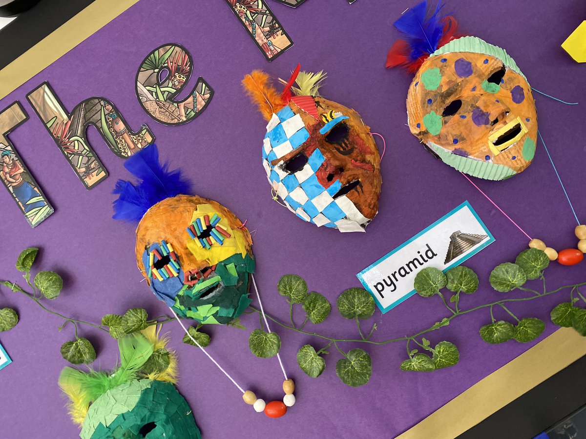 shughes162's tweet photo. So impressed with the children’s creativity and patience when creating their #Mayanmasks using various collage techniques and mixed media. A brilliant (if not slightly frightening!) display in our #y5 classroom @EgertonPrimary #primaryart #collage #edutwitter #teachertwitter https://t.co/2jSz6U3jzz