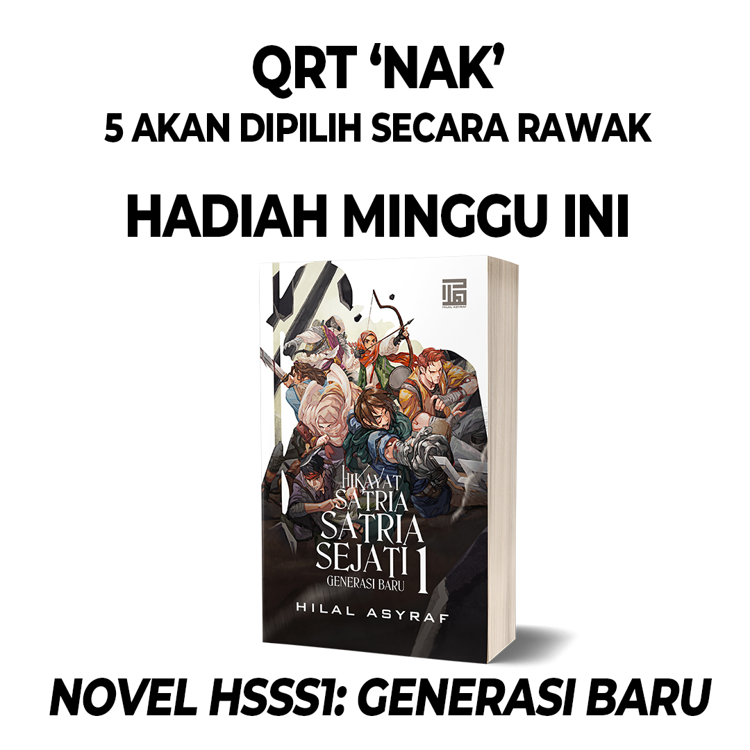HilalAsyraf's tweet photo. GIVEAWAY MINGGU INI!

Jumaat datang lagi, jadi kali ini saya nak hadiahkan satu lagi judul karya saya.

Cara nak sertai giveaway ni mudah je, QRT dengan tulis nak, atau apa-apa yang pamerkan rasa minat nak memiliki karya ini.

5 akan dipilih secara rawak guna Wheel of Names. https://t.co/qqZdER5pNX