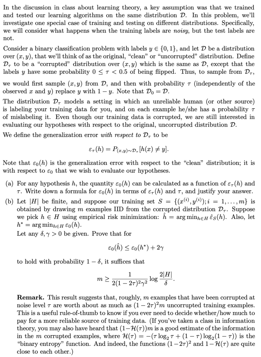 russelljkaplan's tweet photo. @rohitagarwal257 Here is a bit of structure to show it oneself (h/t @AndrewYNg for the very applicable problem set question). Or see the final remark for the conclusion. https://t.co/ouTXT5fr07