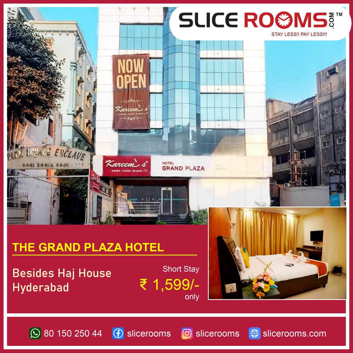 slicerooms's tweet photo. The Grand Plaza Hotel, Hyderabad located near to Haj House is now available for short stay. Please click on the link to book this hotel. https://t.co/53P5BdXNCA https://t.co/orMD9zXo8n