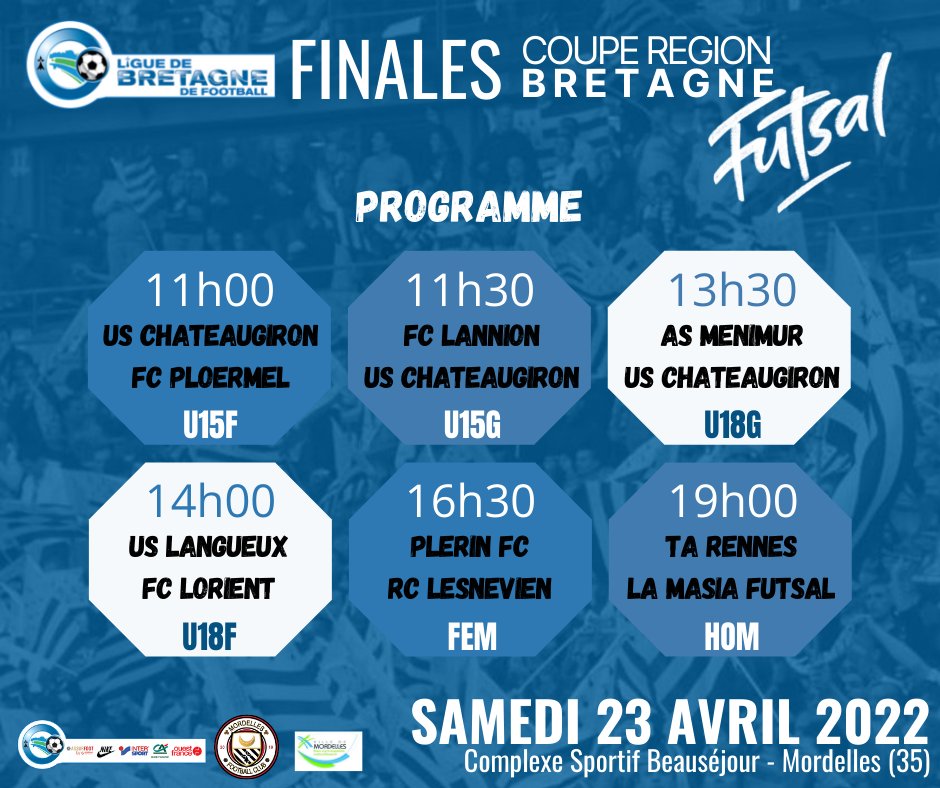 LBFoff's tweet image. [FUTSAL]
J-1 avant les Finales de la Coupe Région Bretagne Futsal à Mordelles !
Tout savoir : bit.ly/3KBYbnV

📺 Finales Femmes et Hommes by @TechnikSon 

Entrée gratuite &amp;amp; Restauration sur place

@districtfoot56 @DistrictFoot35 @davidthomas35 @FCMordelles