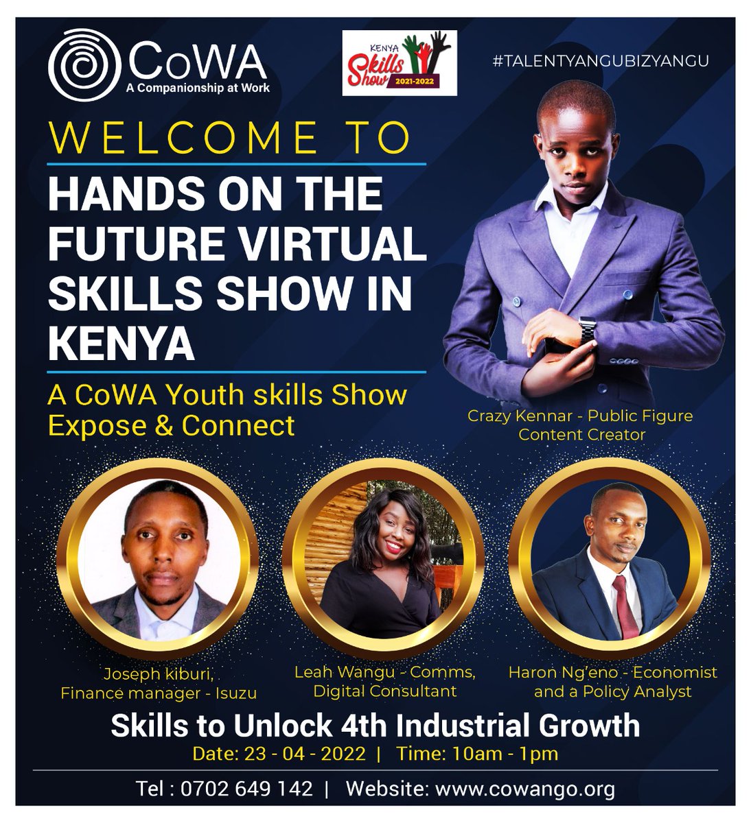 The next installment of the Kenya Skills Show Seminar Series is on Saturday, 23rd April at 10am! Hosted by @COWAKenya and featuring @crazykennar and a super panel of experts.
#talentyangubizyangu

Link to join: btbe.floor.bz/cast/585878

<a href="/tvetinkenya/">Permanent Working Group on TVET in Kenya</a> <a href="/TVETAKenya/">TVET Authority Kenya</a> <a href="/worldskillsKE/">WorldSkills Kenya</a>