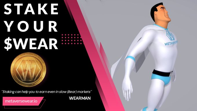 defi_daria's tweet photo. Even a Stake in a slow BEAR market will bring amazing gains! @metaweartoken WEARMAN 🚀💸💸💸
Stay tuned
#NFT #Crypto #Blockcain #Fashion #Metaverse #Binancesmartchain #stakeprogram #staking #pools https://t.co/VbAwKWnTDJ