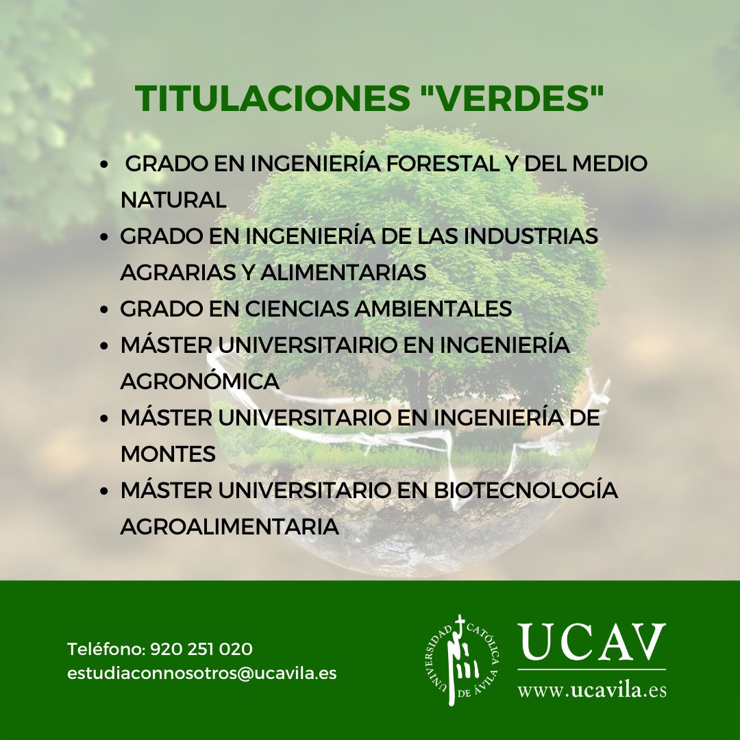 UCAVILA_'s tweet photo. Desde nuestras titulaciones verdes tratamos de concienciar a los alumnos de la importancia de cuidar el planeta.

https://t.co/50vI5OSeJ8 https://t.co/eGRG5g3C8x