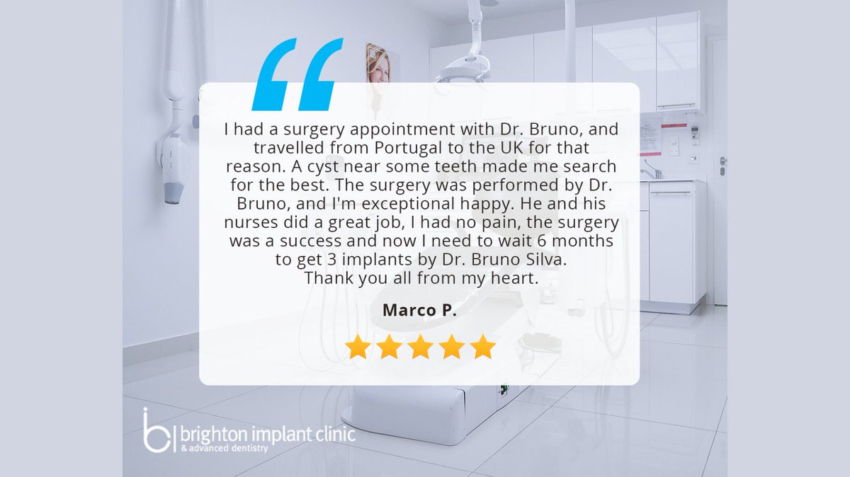 Dear Marco, we are glad you recovered quickly from your surgery and experienced little pain. Thank you for choosing us. We at Brighton Implant Clinic assure optimum comfort & satisfaction of our clients in our treatments. Contact us here https://t.co/IoO3vrBEog #brighton https://t.co/M63xFIsw8N