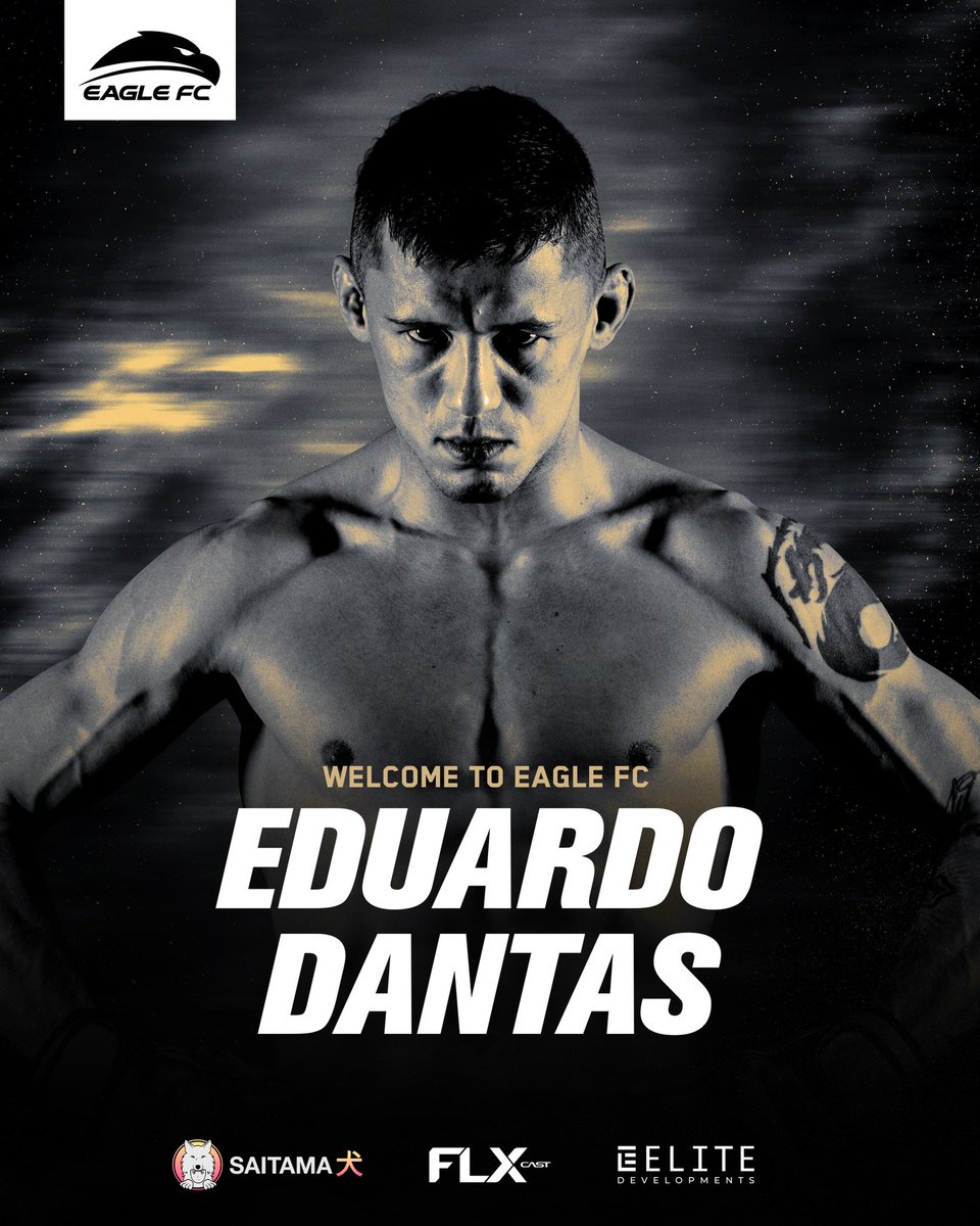EagleFightClub's tweet photo. 𝐖𝐄𝐋𝐂𝐎𝐌𝐄 𝐓𝐎 𝐄𝐀𝐆𝐋𝐄 𝐅𝐂... 𝐄𝐃𝐔𝐀𝐑𝐃𝐎 𝐃𝐀𝐍𝐓𝐀𝐒 🇧🇷🦅

The bantamweight division adds two-time Bellator champion @DuduDantasMMA to its ranks! 

Dantas’ last victory in February came by way of a second-round head kick knockout. Who should welcome Dantas to Eagle? https://t.co/vlqEGwBjEk