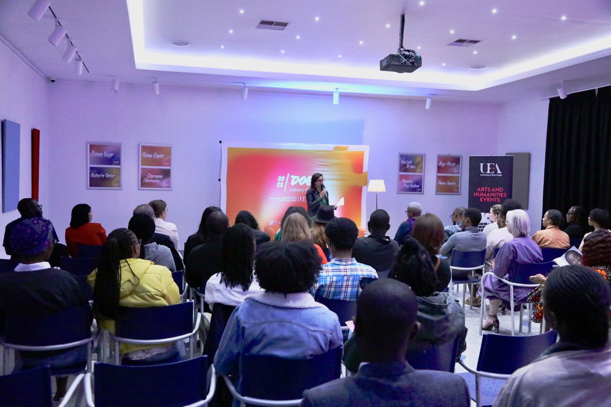 jeanmcneilwrite's tweet photo. The @doek_africa and @uniofeastanglia inaugural Literary Festival begins in Windhoek, Namibia. Thank you to the many sponsors and organisations which have made this a reality. We opened with @EfieZethu and Zukiswa Wanner at @GoetheNamibia last night to a full house. @uealdc https://t.co/mkhM45CkkX