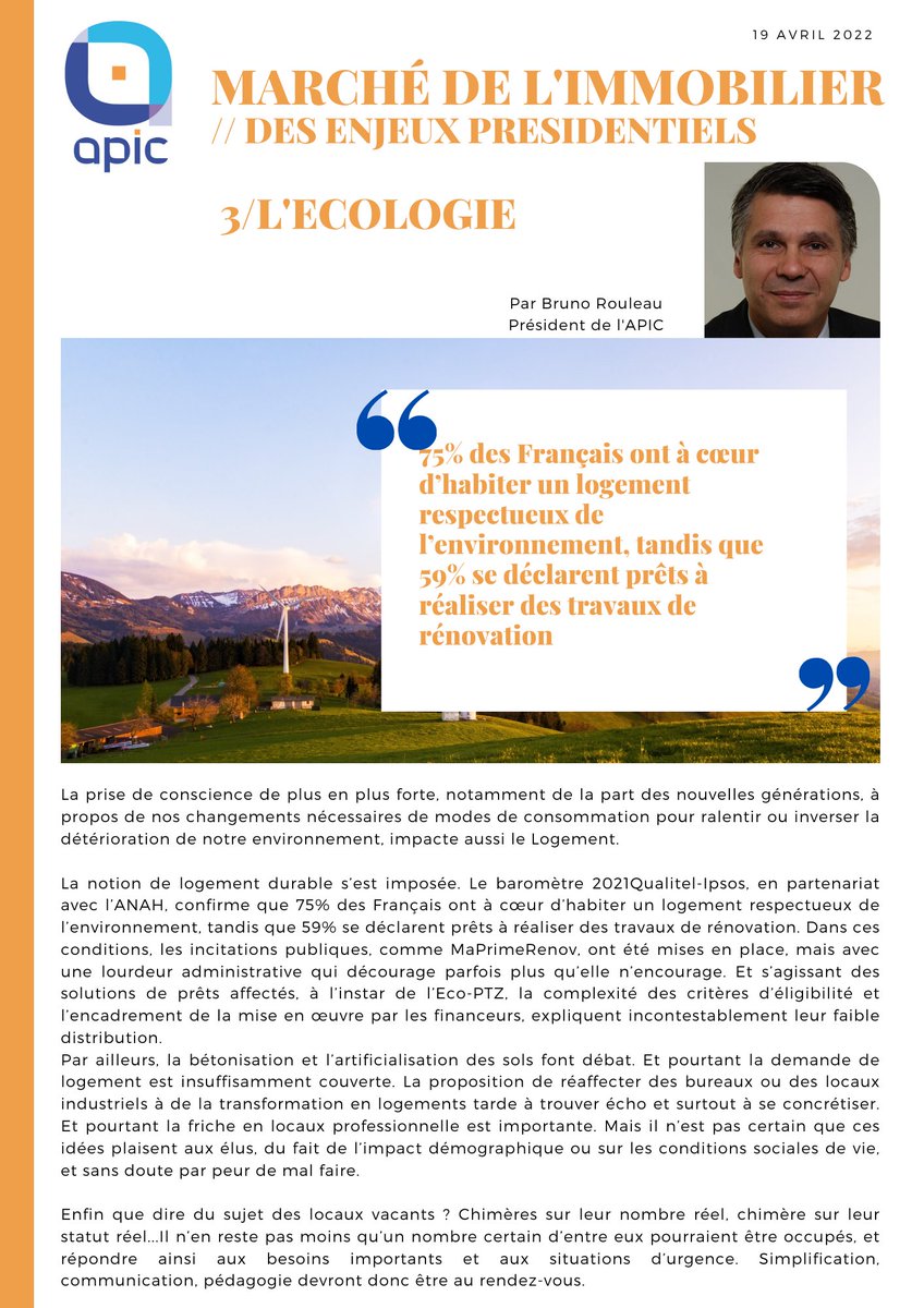 Enjeu de la présidentielle : L'#écologie, insuffisamment abordée, mais qui aura un vrai impact sur le marché #immobilier également dans les années à venir