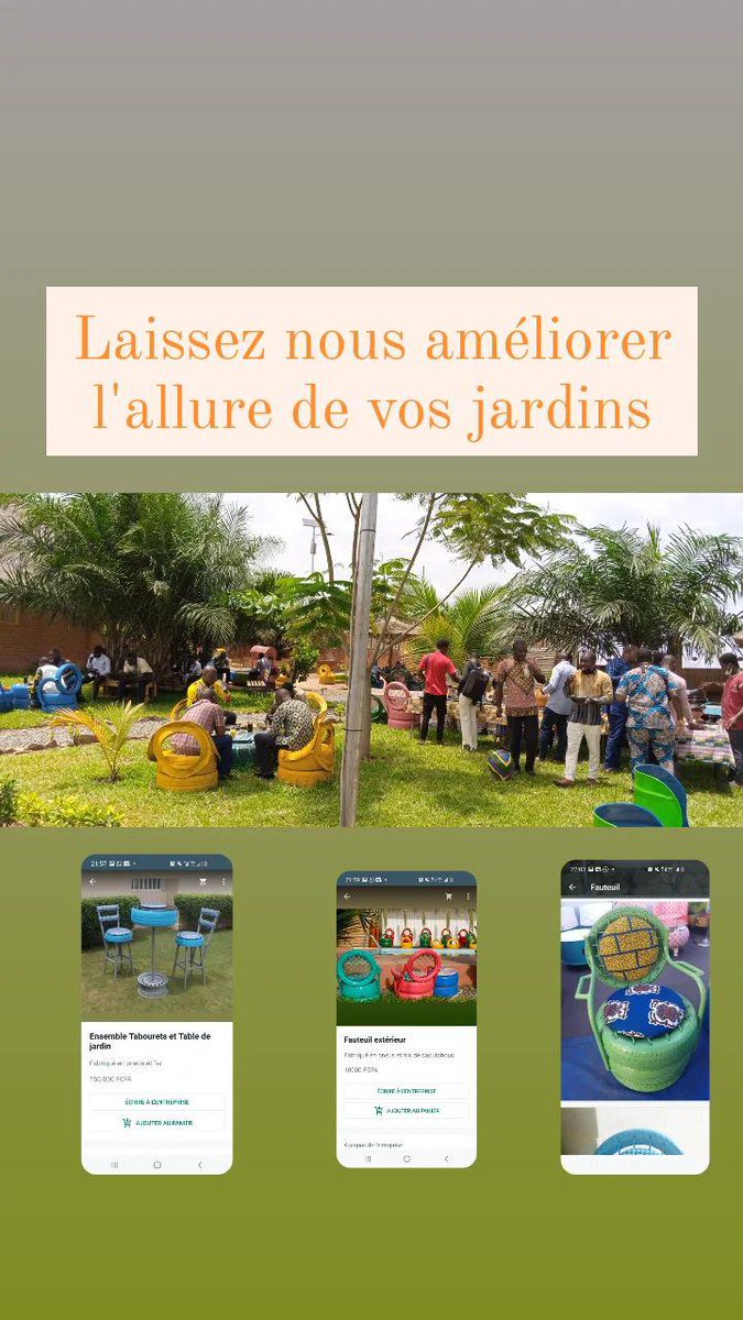 Un jardin unique avec des meubles uniques !!! 💯% écologique ♻️
Voici notre catalogue : wa.me/c/22893347092
 Faites vos choix, nous sommes là pour vous assister #jardin #meuble #fauteuils  #décorationexterne #Utrader #ecovillage #tgtwittos #produittogolais #consommationlocale