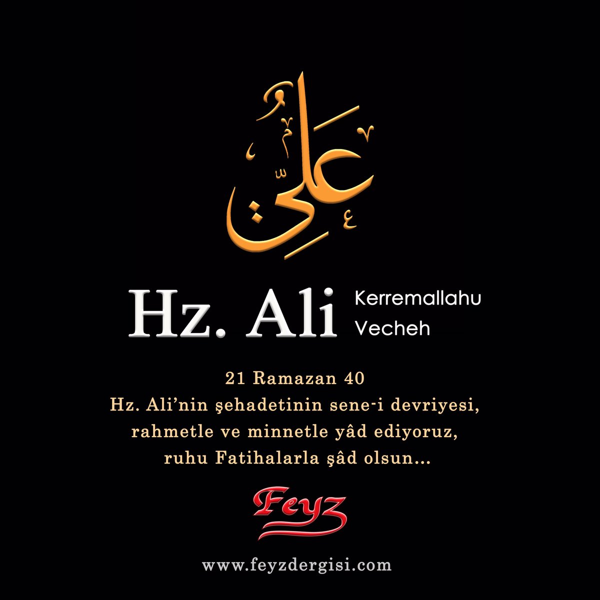 Feyz dergisi (@feyzdergisi) on Twitter photo Hicret’in 40. yılı Ramazan’ın 21. günü, Hz. Ali’nin şehadetinin sene-i devriyesi… Rahmetle ve minnetle yâd ediyoruz, ruhu Fatihalarla şâd olsun… #hzali #ehlibeyt <a href="/feyzdergisi/">Feyz dergisi</a> #feyzdergisi Hicret’in 40. yılı Ramazan’ın 21. günü, Hz. Ali’nin şehadetinin sene-i devriyesi… Rahmetle ve minnetle yâd ediyoruz, ruhu Fatihalarla şâd olsun… #hzali #ehlibeyt <a href="/feyzdergisi/">Feyz dergisi</a> #feyzdergisi
